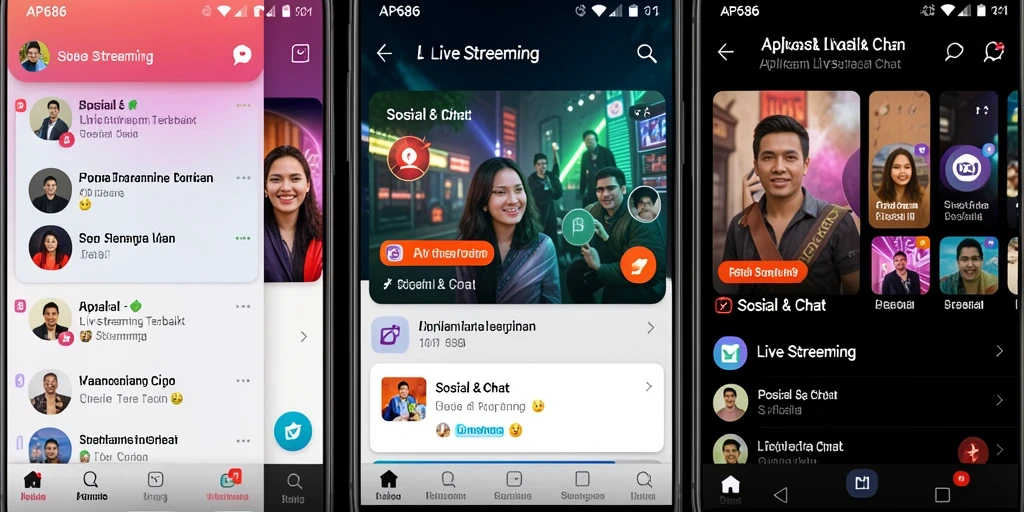 Tampilan antarmuka AP686 saat melakukan live streaming dengan fitur interaktif.