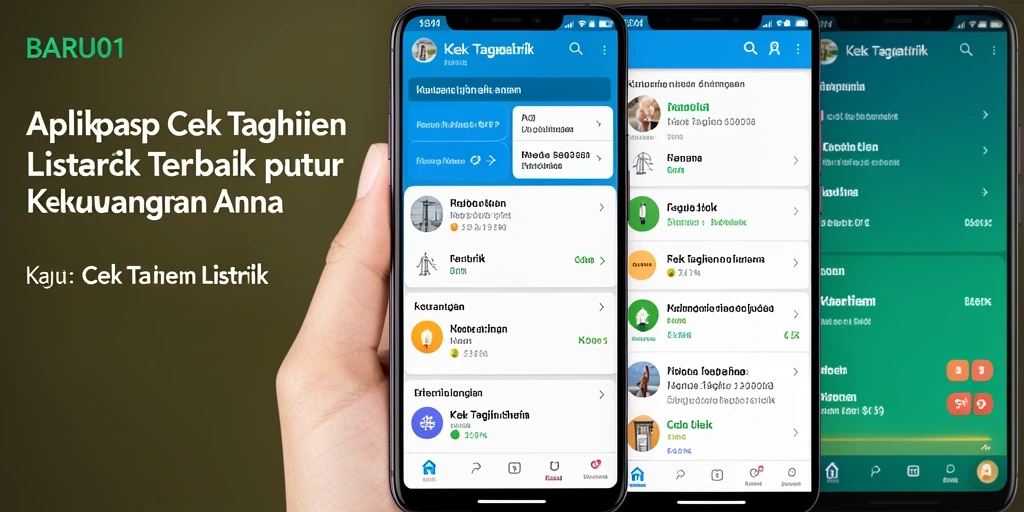 Antarmuka aplikasi BARU01 untuk cek tagihan listrik dengan fitur notifikasi.