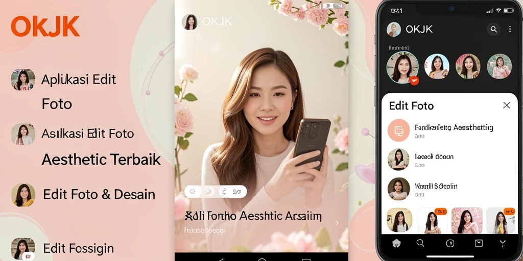 Tampilan antarmuka OKJK yang sederhana dan menarik untuk Edit Foto Aesthetic.
