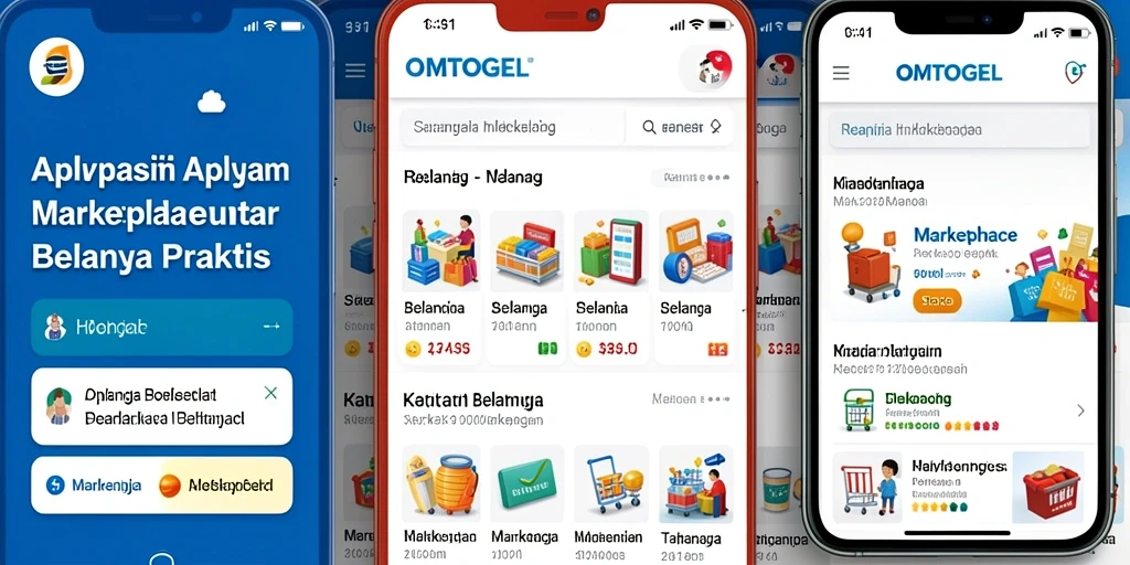 Antarmuka menarik aplikasi OMTOGEL untuk belanja online