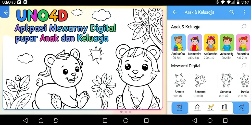 Tampilan antarmuka aplikasi Mewarnai Digital yang interaktif.